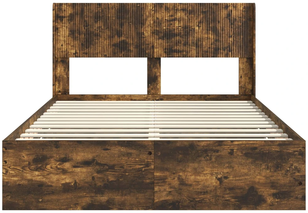 Lova Lovos rėmas su saugojimu ir nugara Dūminio ąžuolo 120 x 190 cm