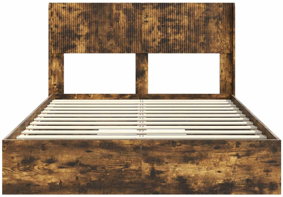 Lovos rėmas su saugojimu ir nugara Dūminio ąžuolo 160 x 200 cm