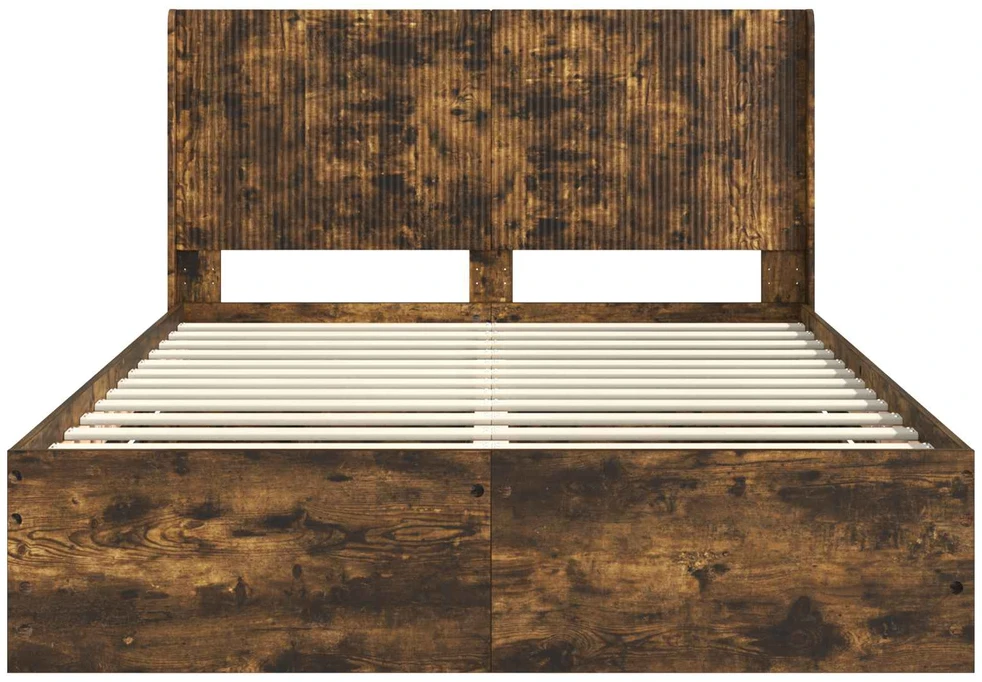 Lova Lovos rėmas su saugojimu ir nugara Dūminio ąžuolo 120 x 200 cm