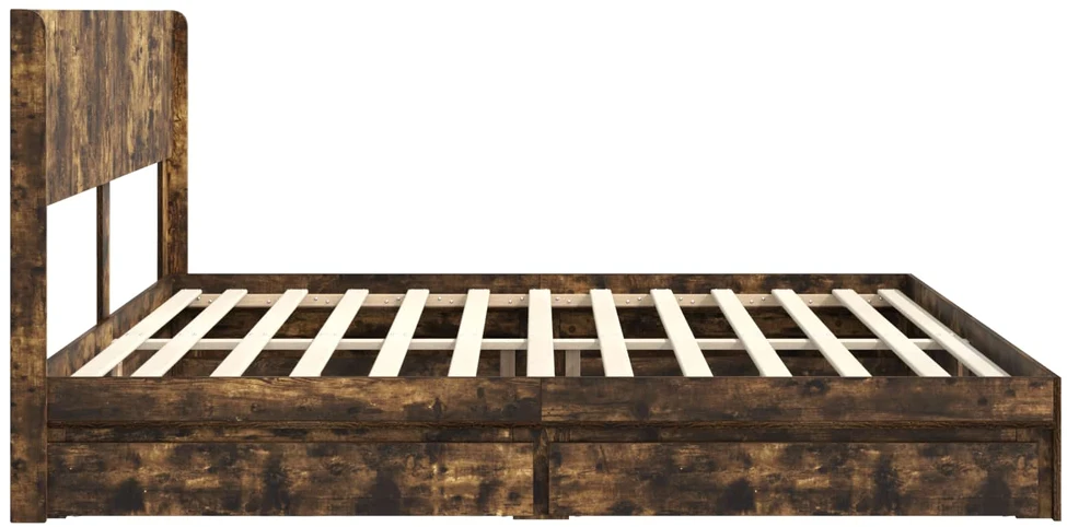 Lovos rėmas su saugojimu ir nugara Dūminio ąžuolo 180 x 200 cm