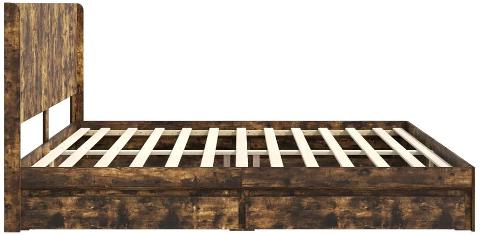 Lovos rėmas su saugojimu ir nugara Dūminio ąžuolo 180 x 200 cm