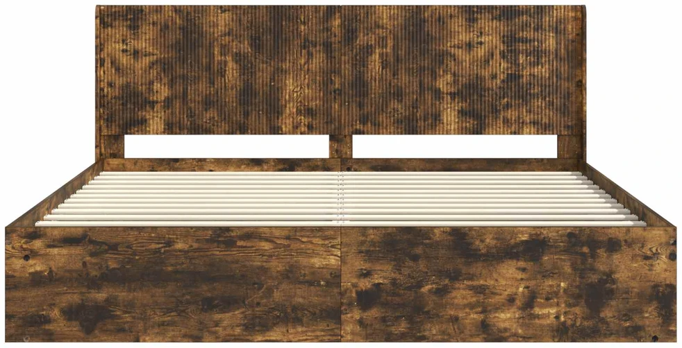 Lovos rėmas su saugojimu ir nugara Dūminio ąžuolo 200 x 200 cm