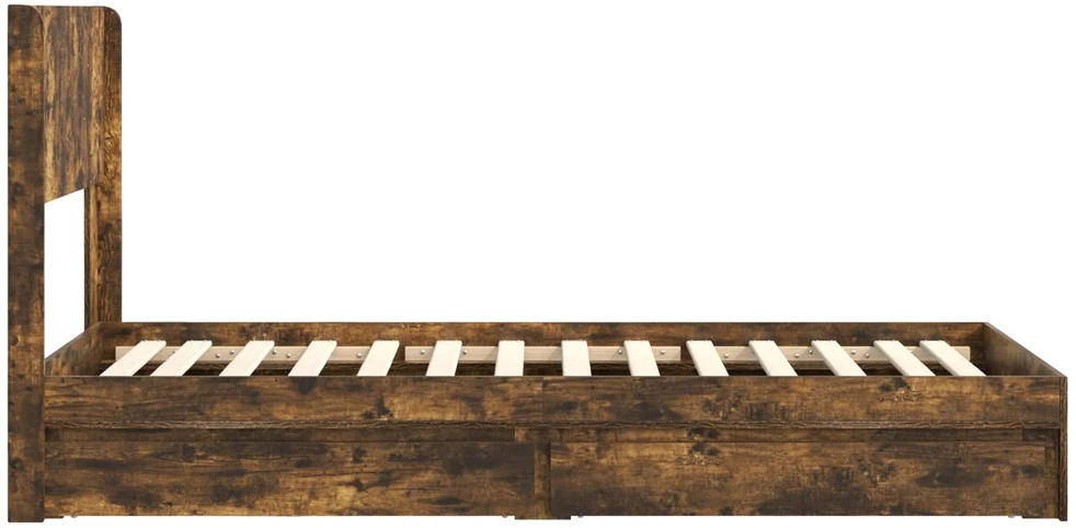 Lova Lovos rėmas su saugojimu ir nugara Dūminio ąžuolo 100 x 200 cm