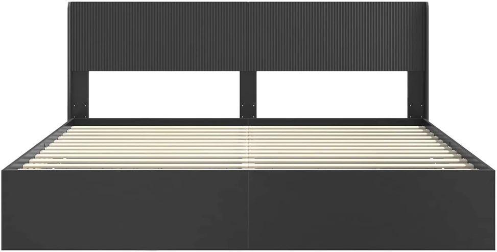 Lova Lovos rėmas su saugojimu ir nugara Juoda 180 x 200 cm