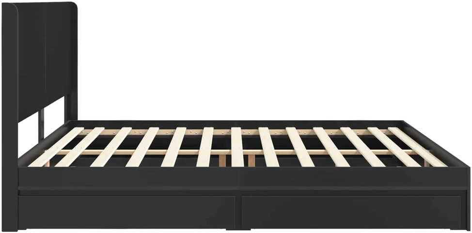 Lovos rėmas su saugojimu ir nugara Juoda 200 x 200 cm