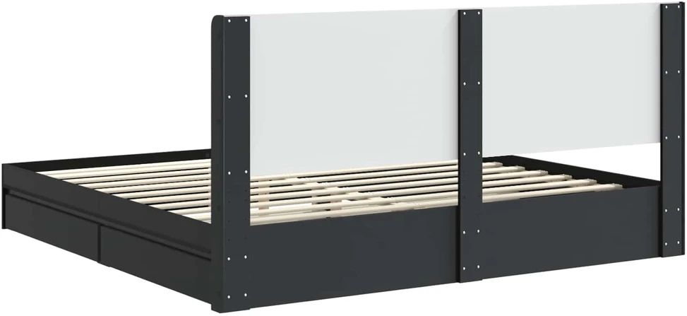 Lovos rėmas su saugojimu ir nugara Juoda 200 x 200 cm