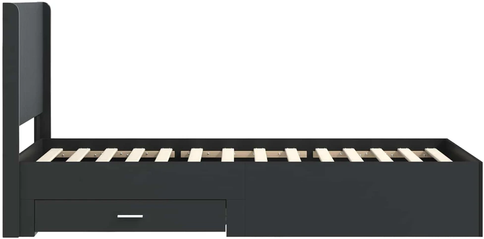 Lova Lovos rėmas su saugojimu ir nugara Juoda 75 x 190 cm