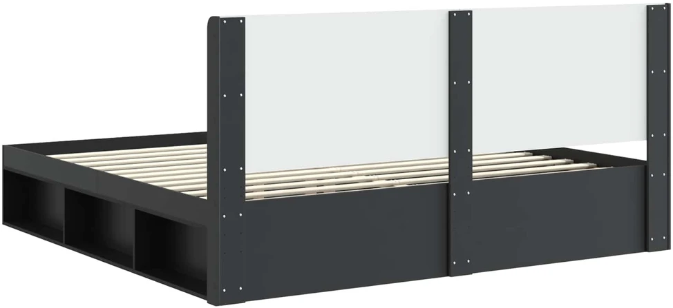 Lovos rėmas su saugojimu ir nugara Juoda 200 x 200 cm