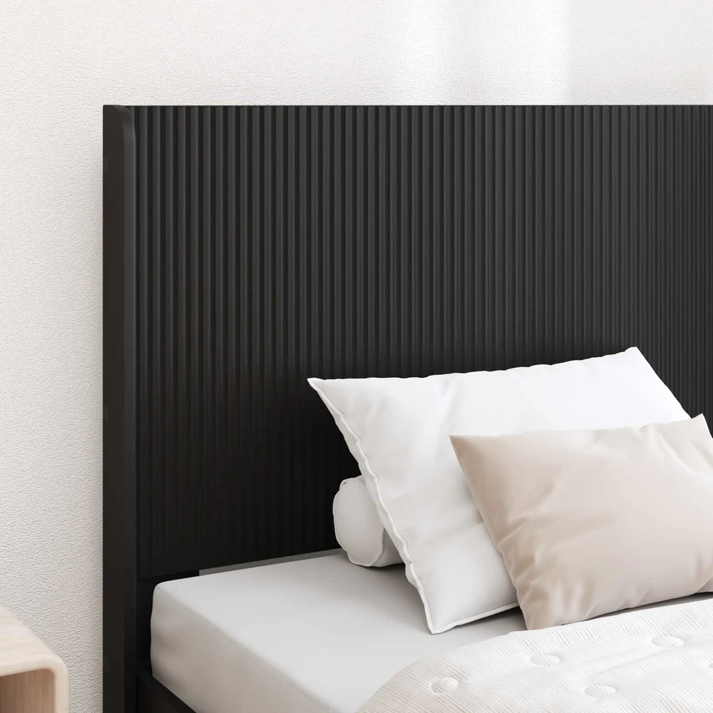 Lova Lovos rėmas su saugojimu ir nugara Juoda 75 x 190 cm