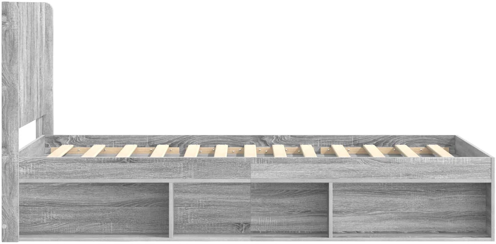Lova Lovos rėmas su saugojimu ir nugara Pilka Sonoma 75 x 190 cm