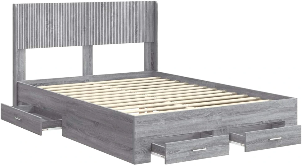 Lovos rėmas su saugojimu ir nugara Pilka Sonoma 140 x 190 cm