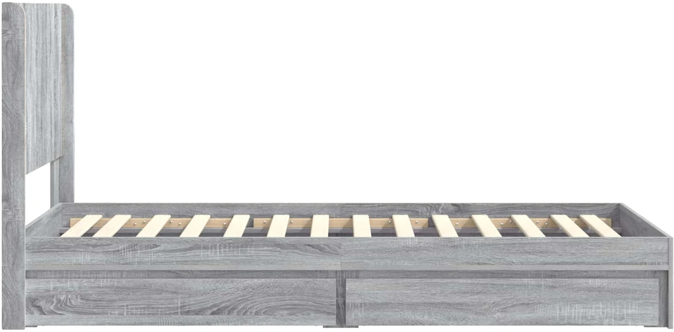 Lova Lovos rėmas su saugojimu ir nugara Pilka Sonoma 90 x 200 cm
