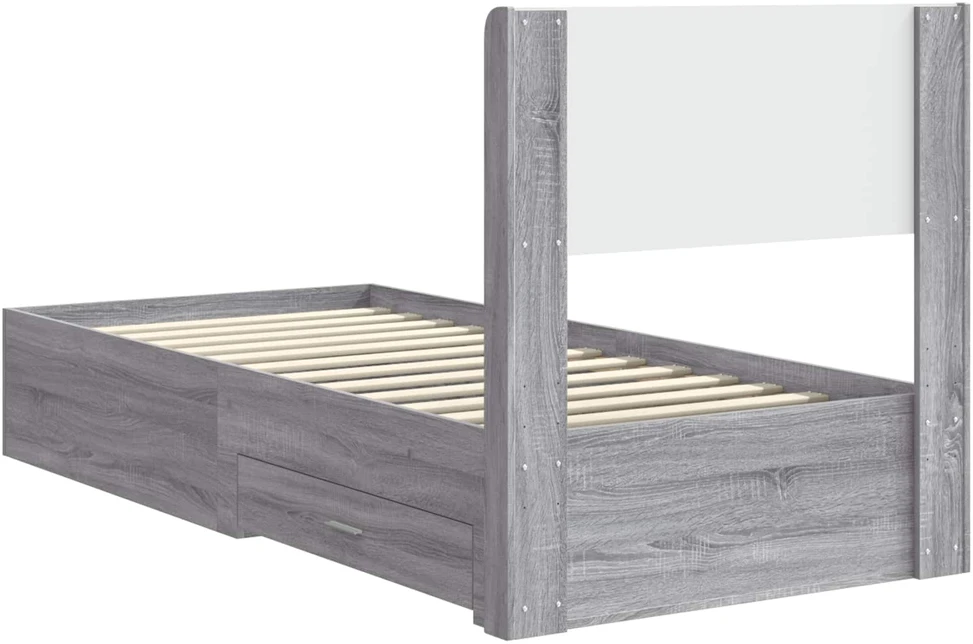 Lova Lovos rėmas su saugojimu ir nugara Pilka Sonoma 75 x 190 cm