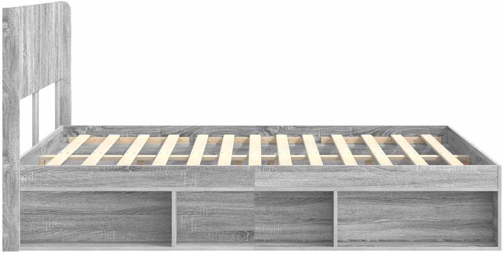 Lovos rėmas su saugojimu ir nugara Pilka Sonoma 150 x 200 cm