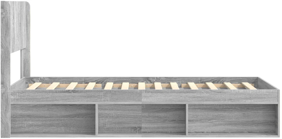 Lova Lovos rėmas su saugojimu ir nugara Pilka Sonoma 90 x 190 cm