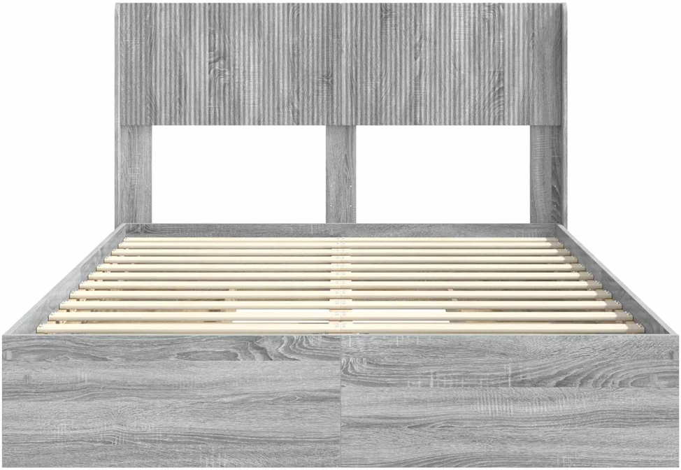 Lovos rėmas su saugojimu ir nugara Pilka Sonoma 150 x 200 cm