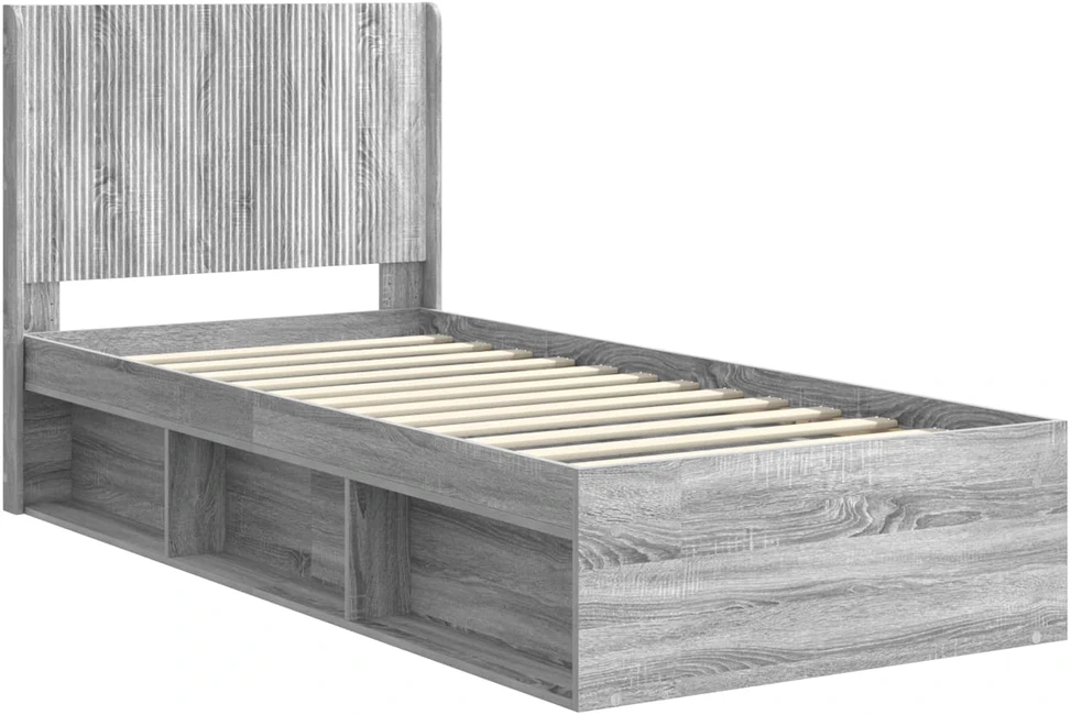 Lova Lovos rėmas su saugojimu ir nugara Pilka Sonoma 75 x 190 cm