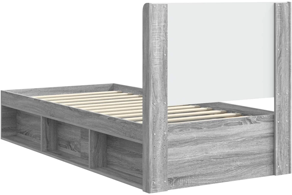 Lova Lovos rėmas su saugojimu ir nugara Pilka Sonoma 75 x 190 cm