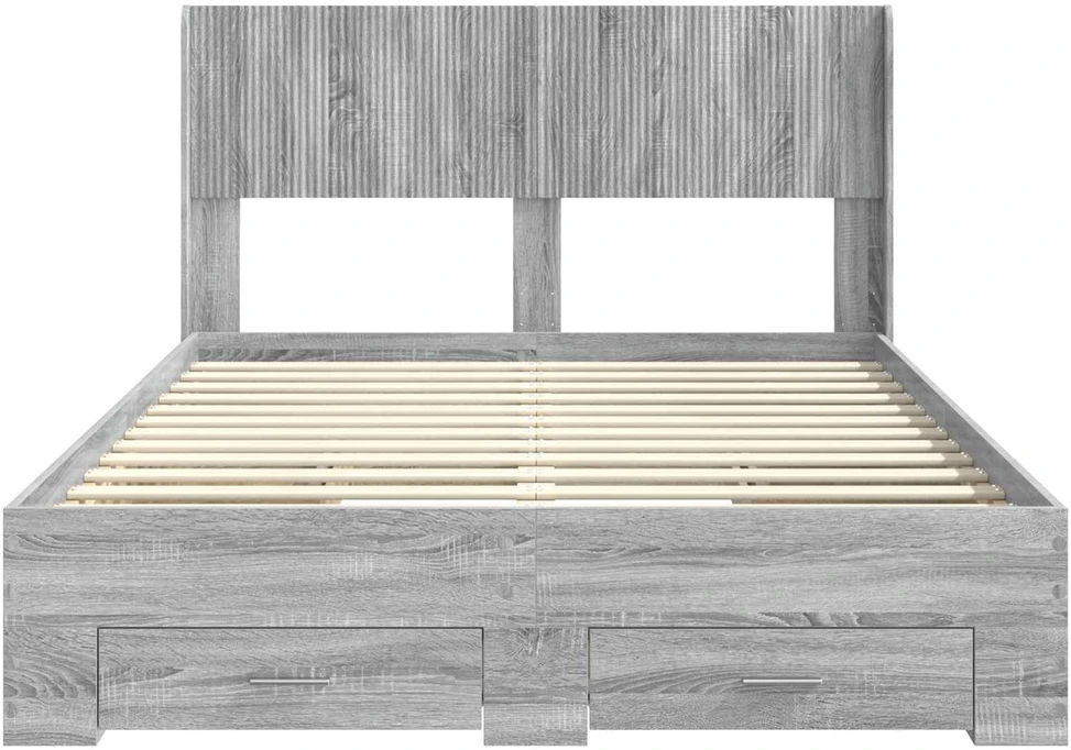 Lovos rėmas su saugojimu ir nugara Pilka Sonoma 140 x 190 cm