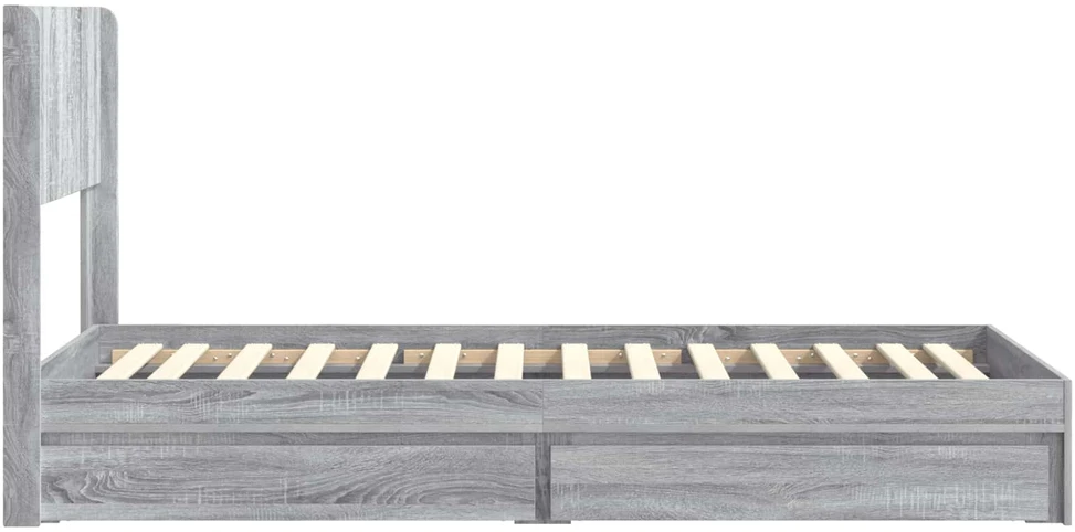 Lova Lovos rėmas su saugojimu ir nugara Pilka Sonoma 90 x 190 cm