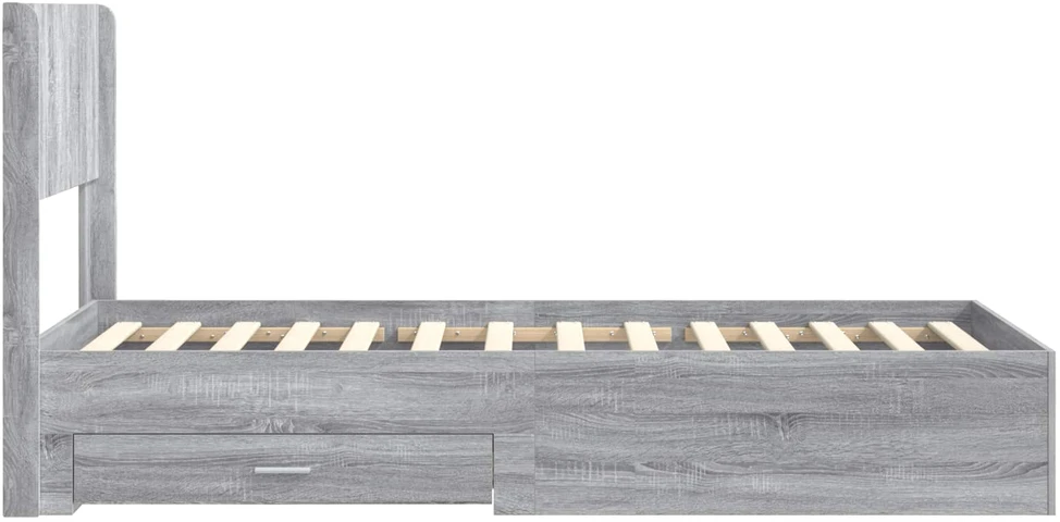 Lova Lovos rėmas su saugojimu ir nugara Pilka Sonoma 90 x 190 cm