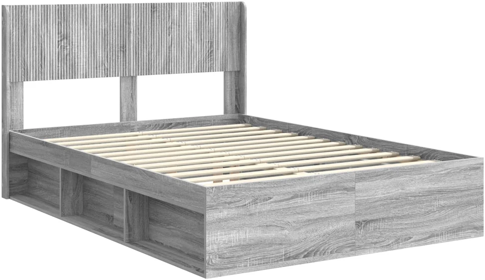 Lovos rėmas su saugojimu ir nugara Pilka Sonoma 140 x 190 cm