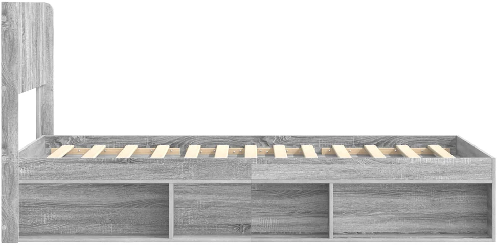 Lova Lovos rėmas su saugojimu ir nugara Pilka Sonoma 100 x 200 cm