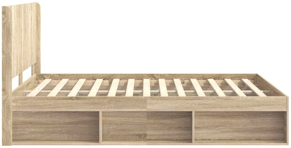 Lovos rėmas su saugojimu ir nugara Sonoma ąžuolas 150 x 200 cm