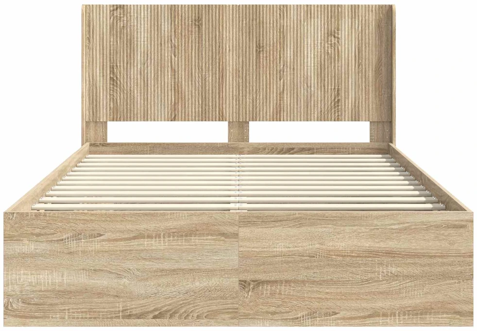 Lovos rėmas su saugojimu ir nugara Sonoma ąžuolas 150 x 200 cm