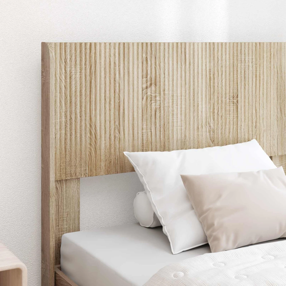 Lova Lovos rėmas su saugojimu ir nugara Sonoma ąžuolas 75 x 190 cm