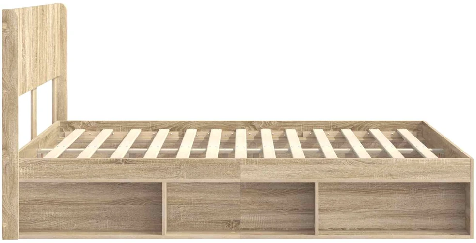 Lovos rėmas su saugojimu ir nugara Sonoma ąžuolas 160 x 200 cm