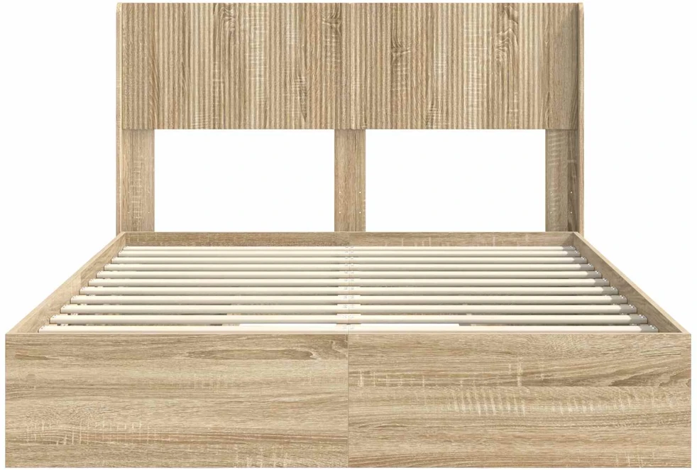 Lovos rėmas su saugojimu ir nugara Sonoma ąžuolas 140 x 200 cm