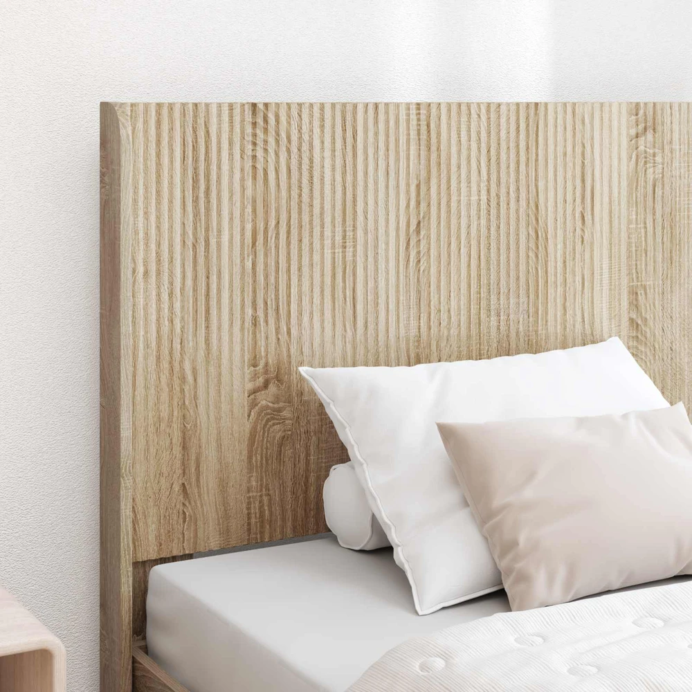 Lova Lovos rėmas su saugojimu ir nugara Sonoma ąžuolas 90 x 200 cm