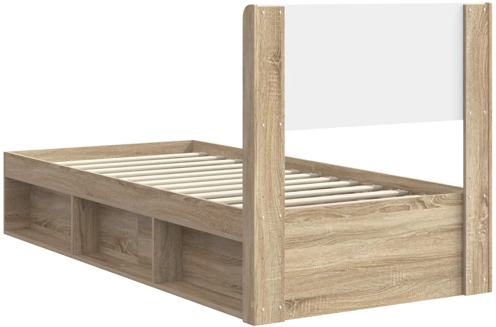 Lova Lovos rėmas su saugojimu ir nugara Sonoma ąžuolas 75 x 190 cm