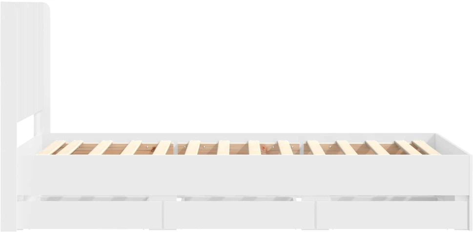 Lova Lovos rėmas su saugojimu ir nugara su stalčių Balta 90 x 200 cm