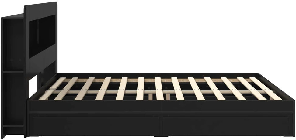 Lovos rėmas su saugojimu Juoda 200 x 200 cm Apdirbta mediena