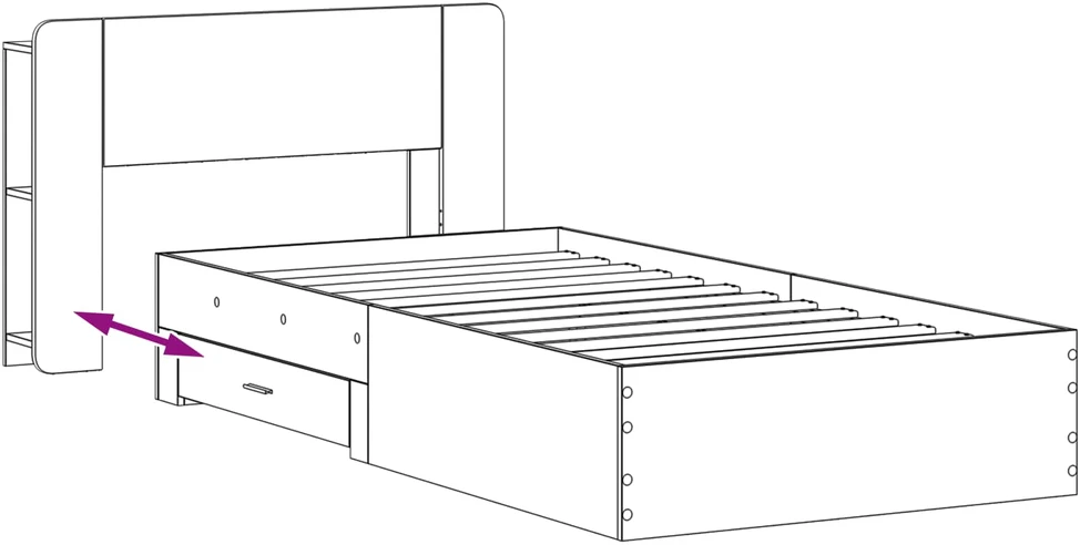 Lova Lovos rėmas su saugojimu Juoda 75 x 190 cm Apdirbta mediena