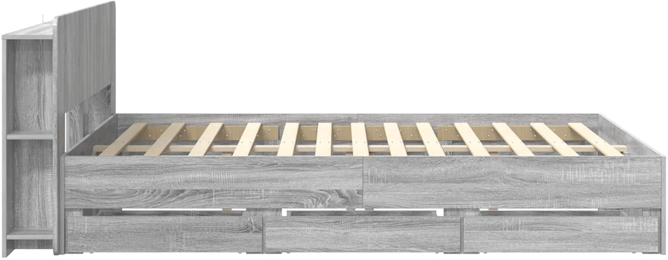 Lovos rėmas su saugojimu ir nugara Pilka Sonoma 140 x 200 cm