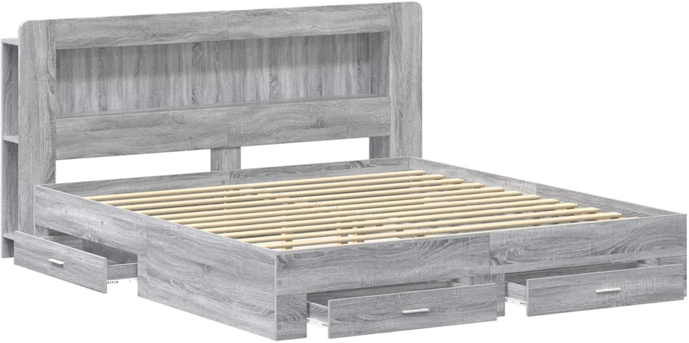 Lovos rėmas su saugojimu Pilka Sonoma 200 x 200 cm