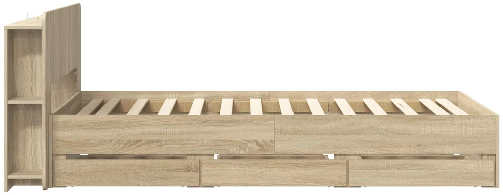 Lova Lovos rėmas su saugojimu ir nugara Sonoma ąžuolas 80 x 200 cm