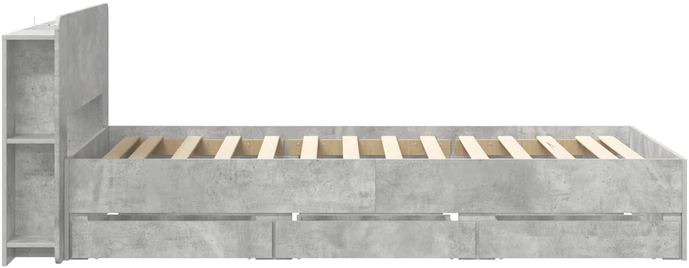 Lova Lovos rėmas su saugojimu ir nugara Betono pilka 80 x 200 cm