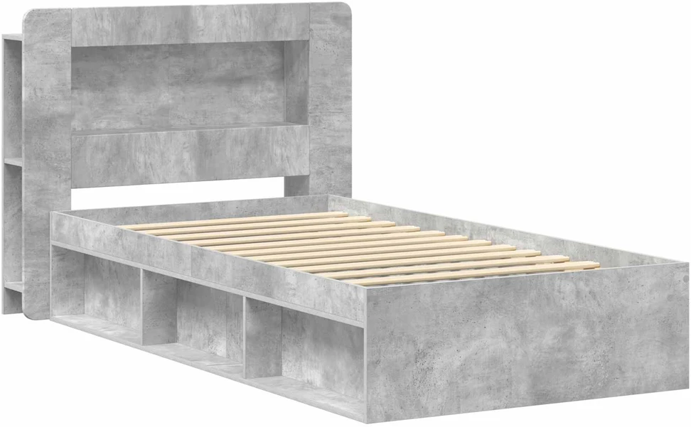 Lova Lovos rėmas su saugojimu su galvūgalio Betono pilka 90 x 200 cm