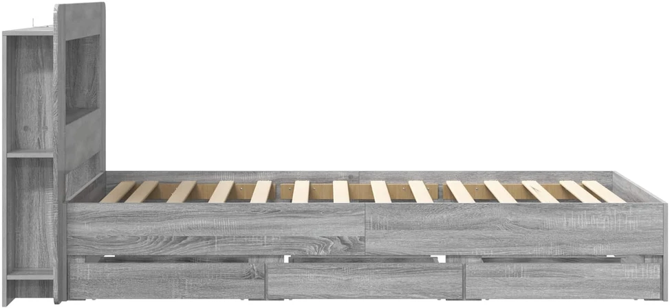 Lova Lovos rėmas su saugojimu ir nugara Pilka Sonoma 90 x 190 cm