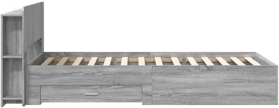 Lova Lovos rėmas su saugojimu su galvūgalio Pilka Sonoma 90 x 200 cm