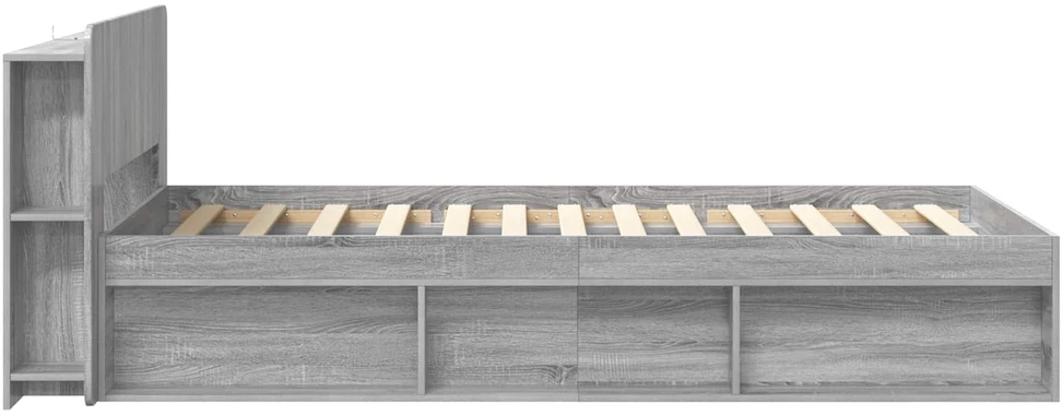 Lova Lovos rėmas su saugojimu su galvūgalio Pilka Sonoma 75 x 190 cm