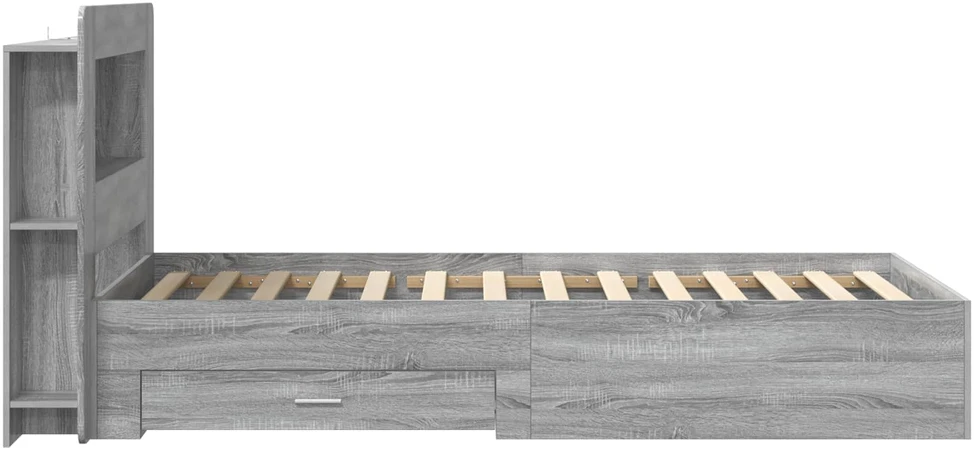 Lova Lovos rėmas su saugojimu su galvūgalio Pilka Sonoma 90 x 200 cm