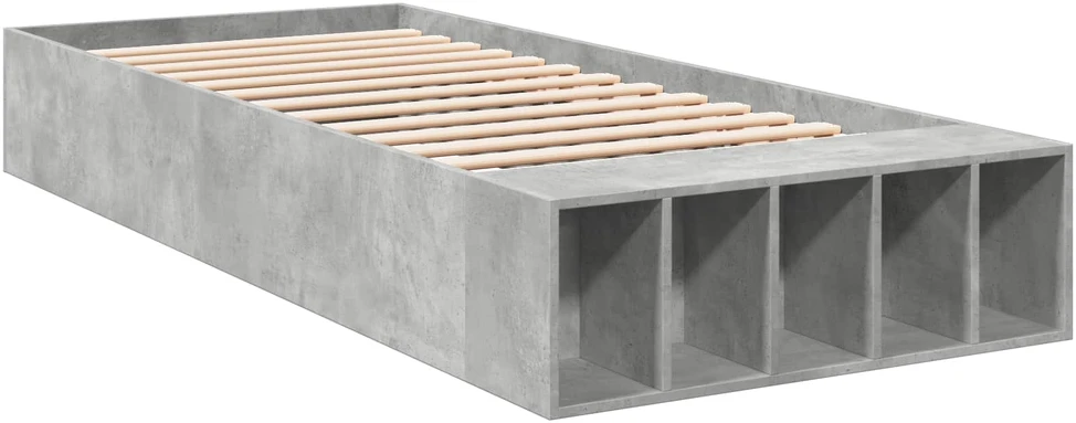 Lova Lovos rėmas su saugojimu su lentyna Betono pilka 80 x 200 cm