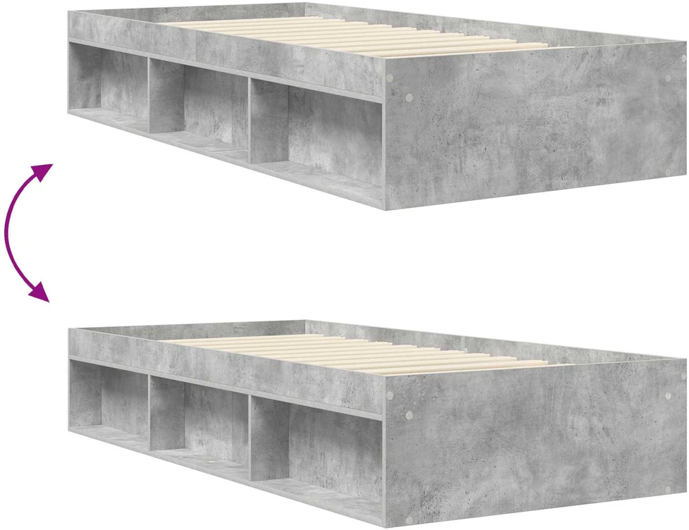 Lova Lovos rėmas su saugojimu su lentyna Betono pilka 80 x 200 cm