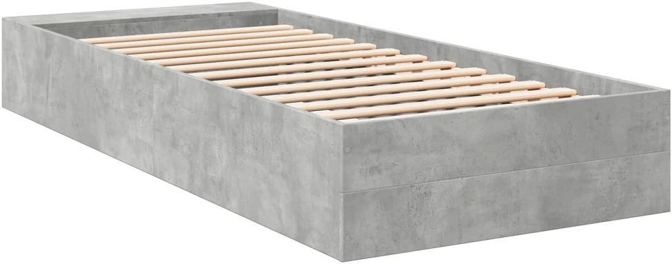 Lova Lovos rėmas su saugojimu su lentyna Betono pilka 80 x 200 cm