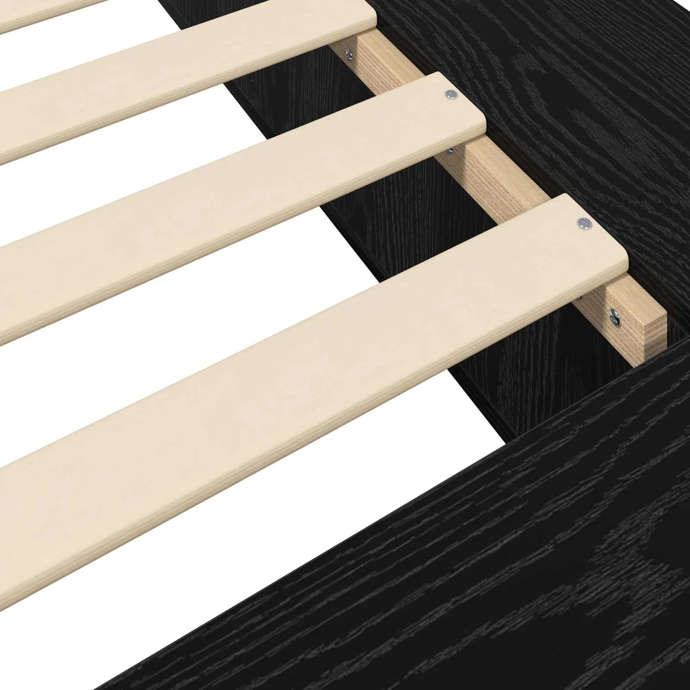Lova Lovos rėmas su saugojimu su lentyna Juodojo ąžuolo 80 x 200 cm